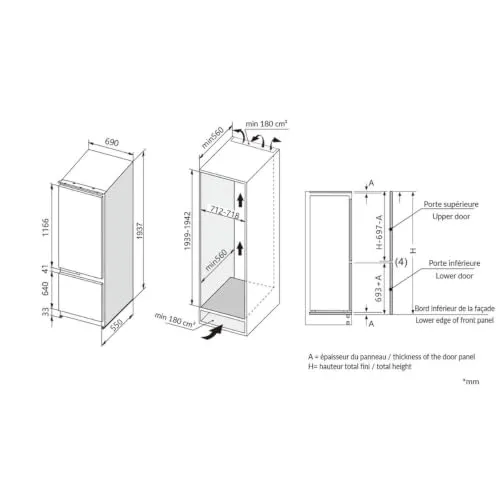 FRIGELUX CBNF190BI70 réfrigérateur encastrable 341 L No Frost