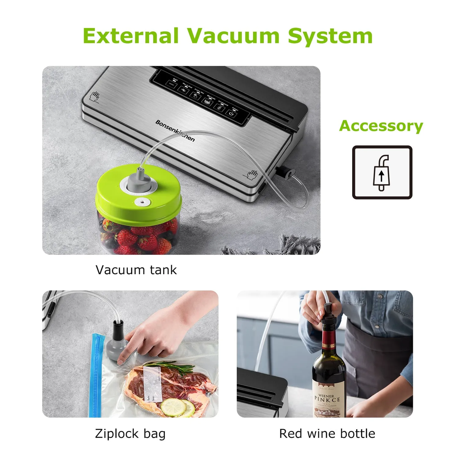 Bonsenkitchen VS3201 machine sous vide inox 5 modes