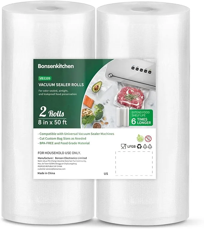 Bonsenkitchen VB3206 rouleaux sous vide 20 cm x 6 m lot de 2