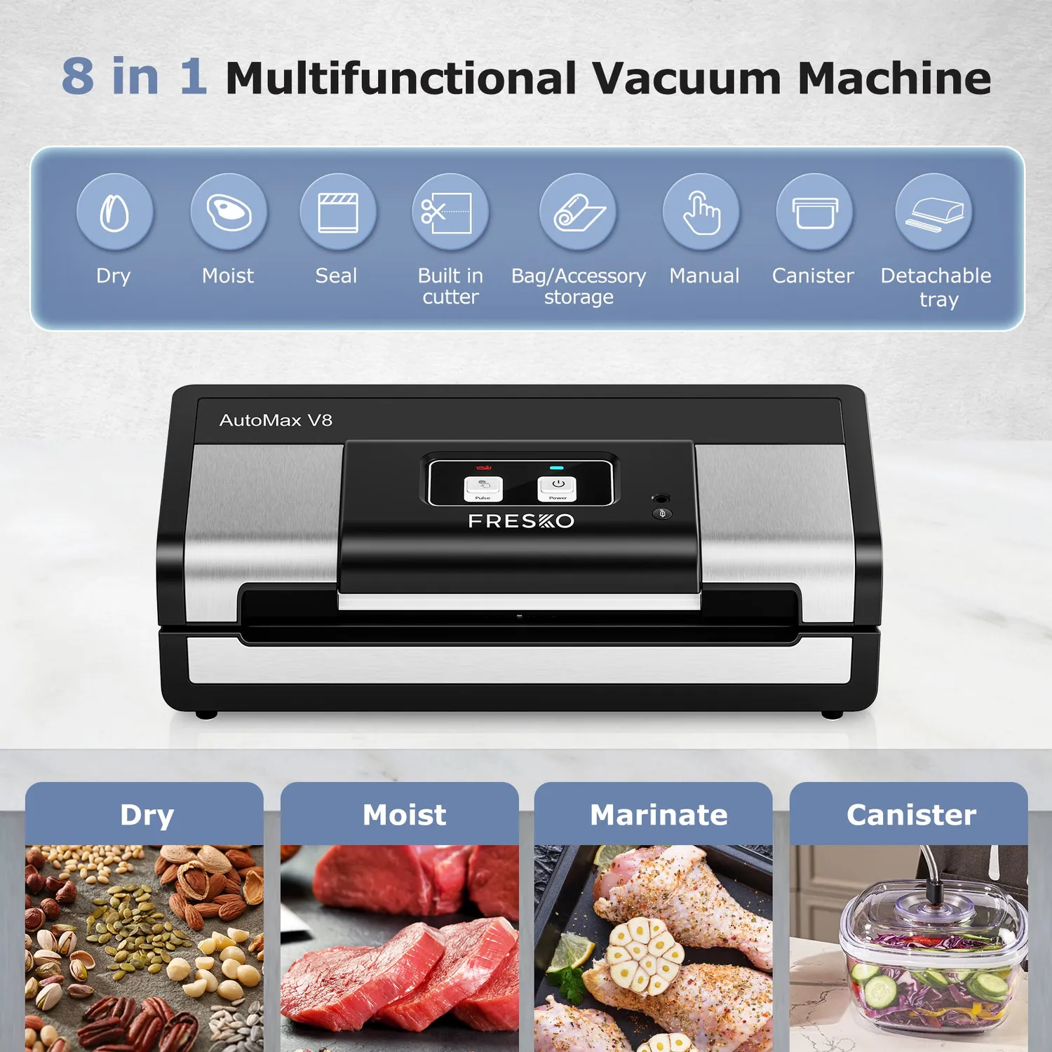 Bonsenkitchen scelleuse sous vide automatique avec cutter et 2 rouleaux