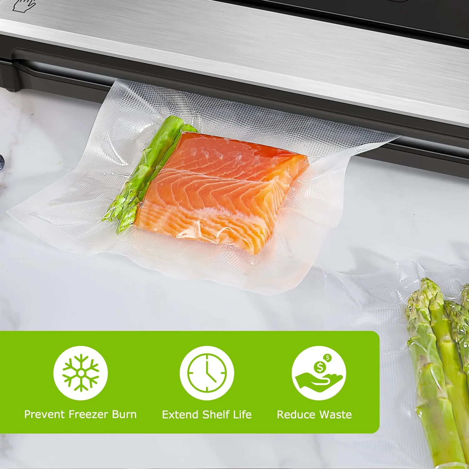 Bonsenkitchen VB3204 sacs sous vide prédécoupés 15 × 25 cm, 100 pièces