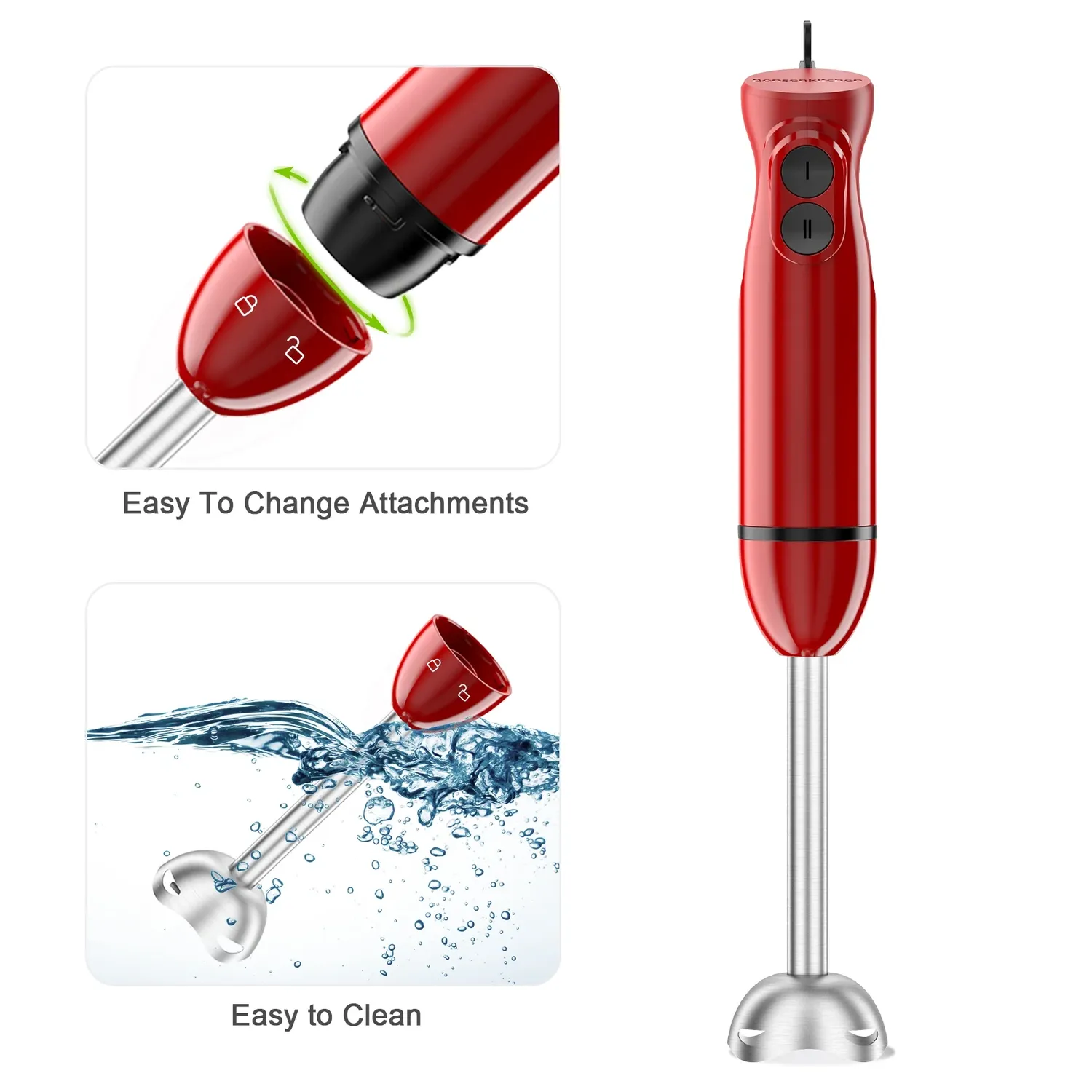 Bonsenkitchen mixeur plongeant rouge 12 vitesses