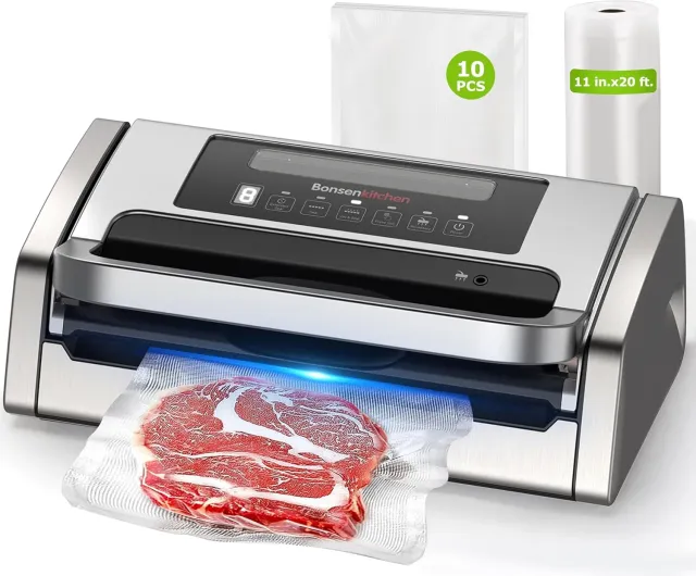 Bonsenkitchen V4100 machine sous vide argentée à 4 pompes