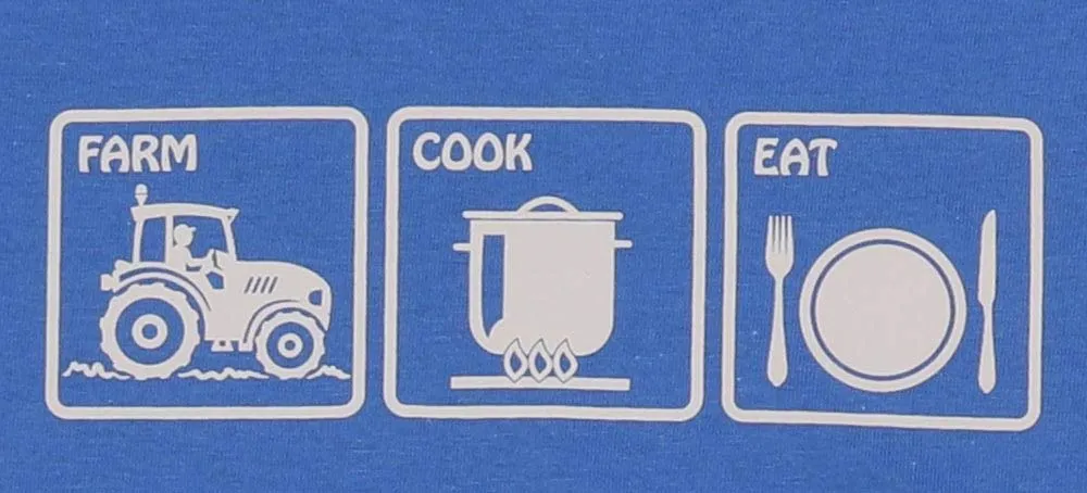 Tom Press Farm Cook Eat T-shirt L bleu coton 190 g/m²