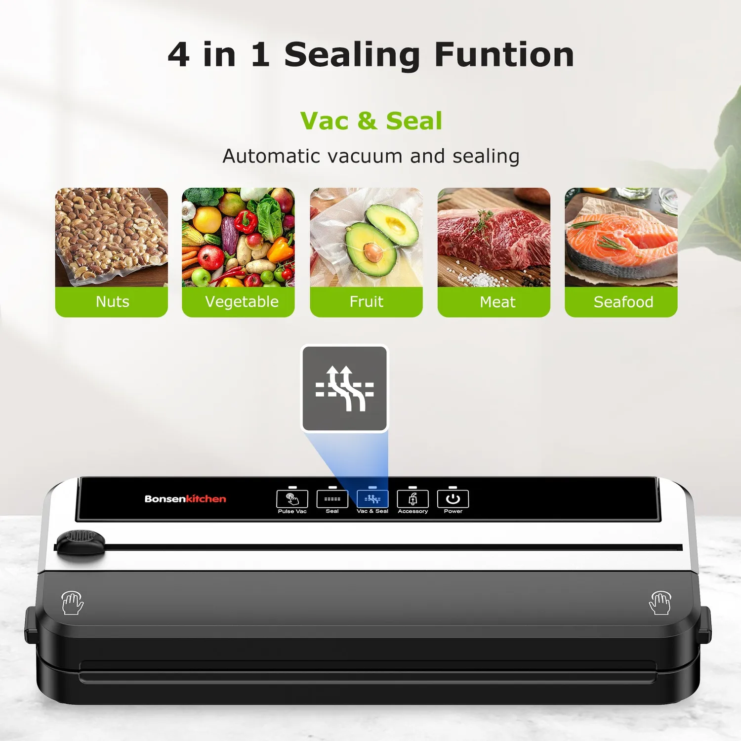 Bonsenkitchen VS2500 machine sous vide avec cutter et 5 sacs