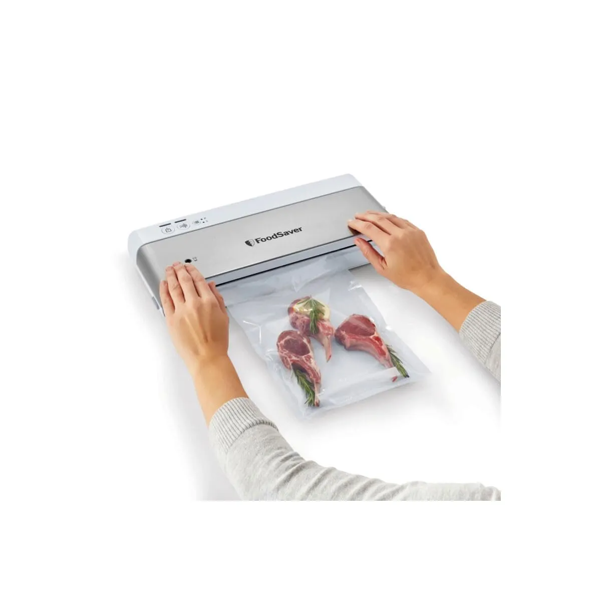 FoodSaver VS0100X machine sous vide compacte argent blanc avec accessoire portatif