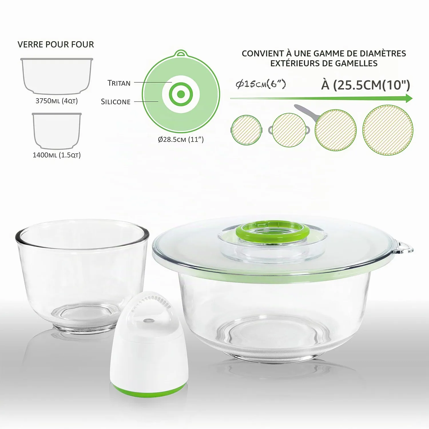 FOSA Lyon TURTLE+ kit sous vide Set 3 Rond, marinade express