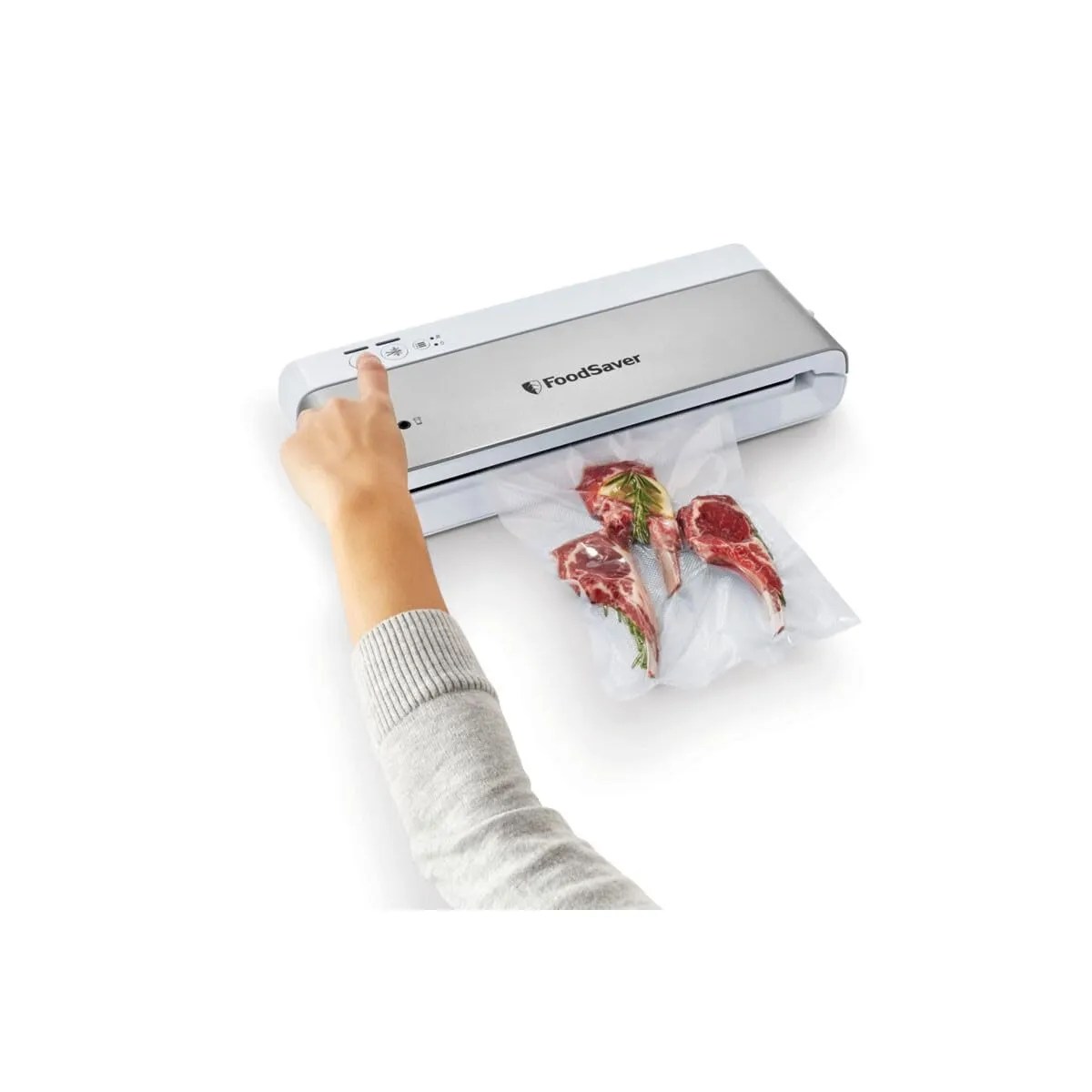 FoodSaver VS0100X machine sous vide compacte argent blanc avec accessoire portatif