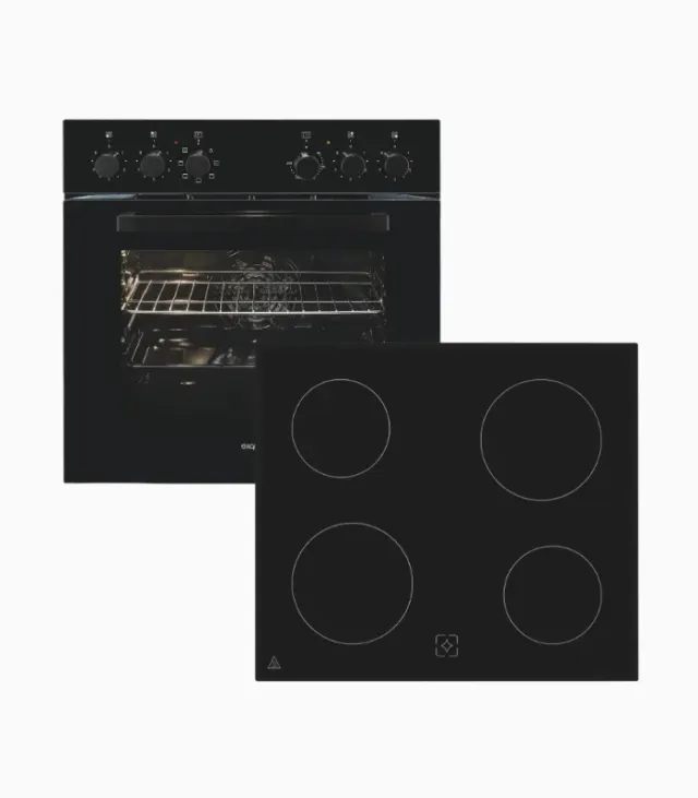 EXQUISIT EHE256-U-020-Set cuisinière encastrable noire