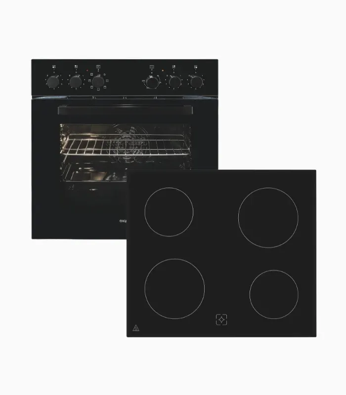 EXQUISIT EHE256-U-020-Set cuisinière encastrable noire