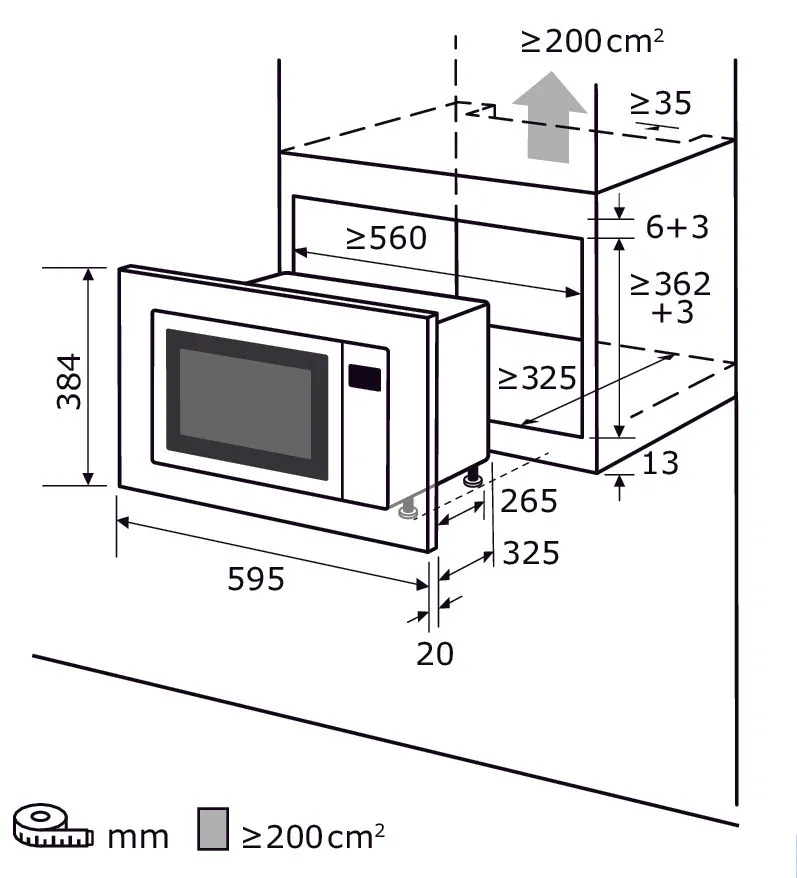 EXQUISIT EMW20-DG-020 micro-ondes encastrable noir