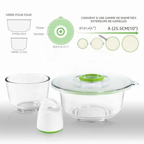 FOSA Lyon TURTLE+ kit sous vide Set 3 Rond, marinade express