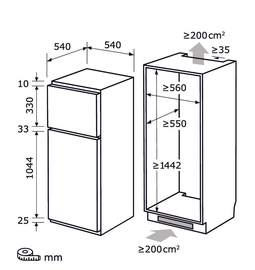 EXQUISIT EKGC265-40-040E réfrigérateur combiné encastrable