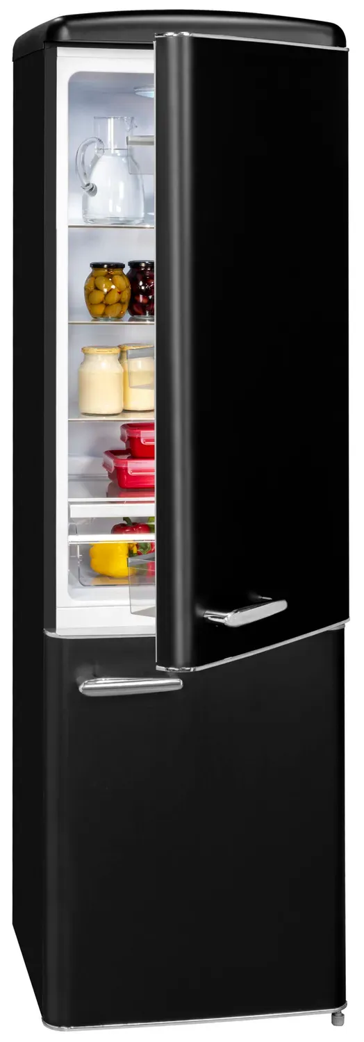 EXQUISIT RKGC250-70-H-160E réfrigérateur rétro noir mat