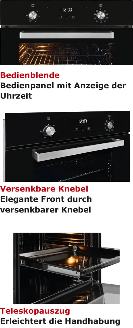Exquisit EBE76-9-H-020 four encastrable noir