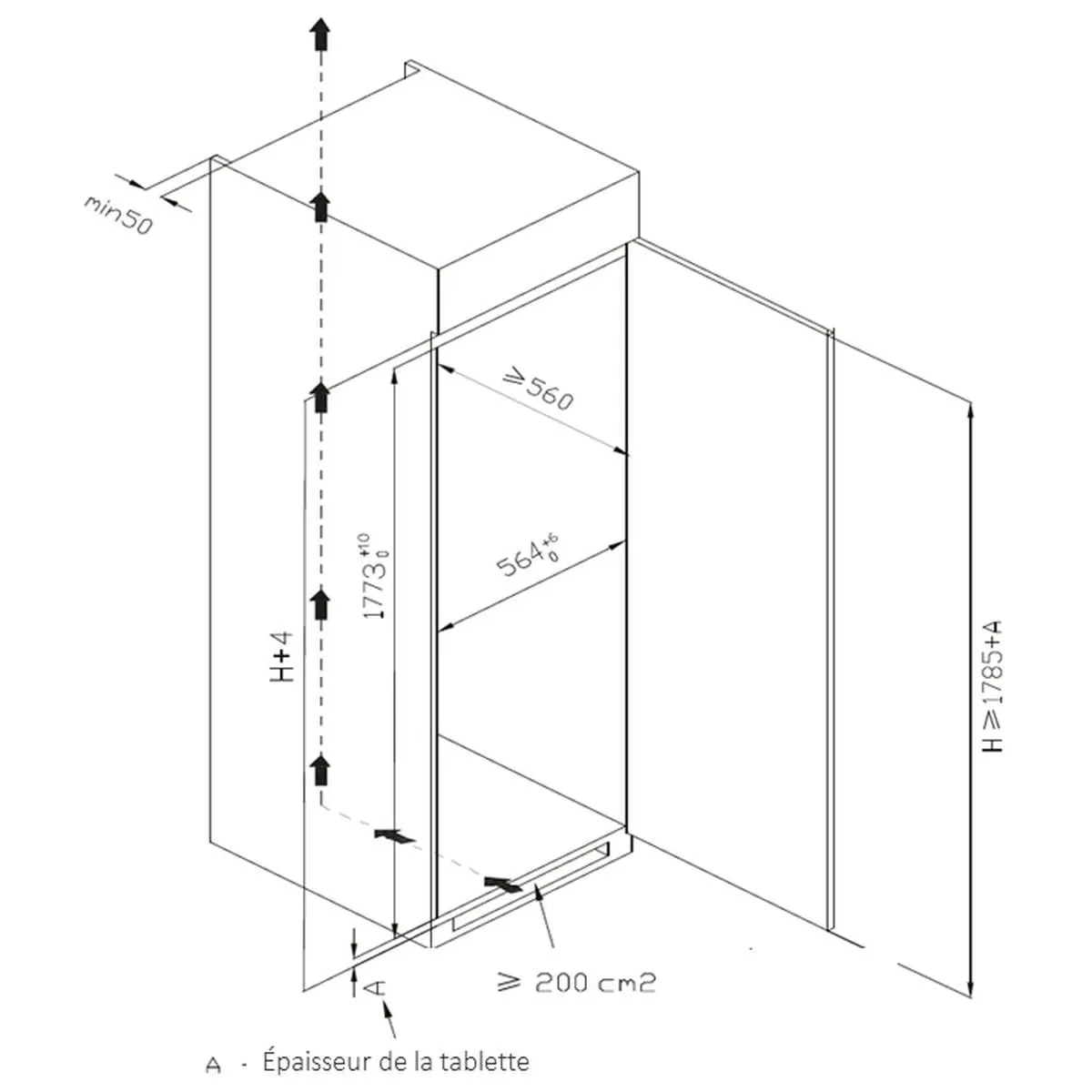 FrigeluX CVNF177BI congélateur armoire intégrable 212 L No Frost