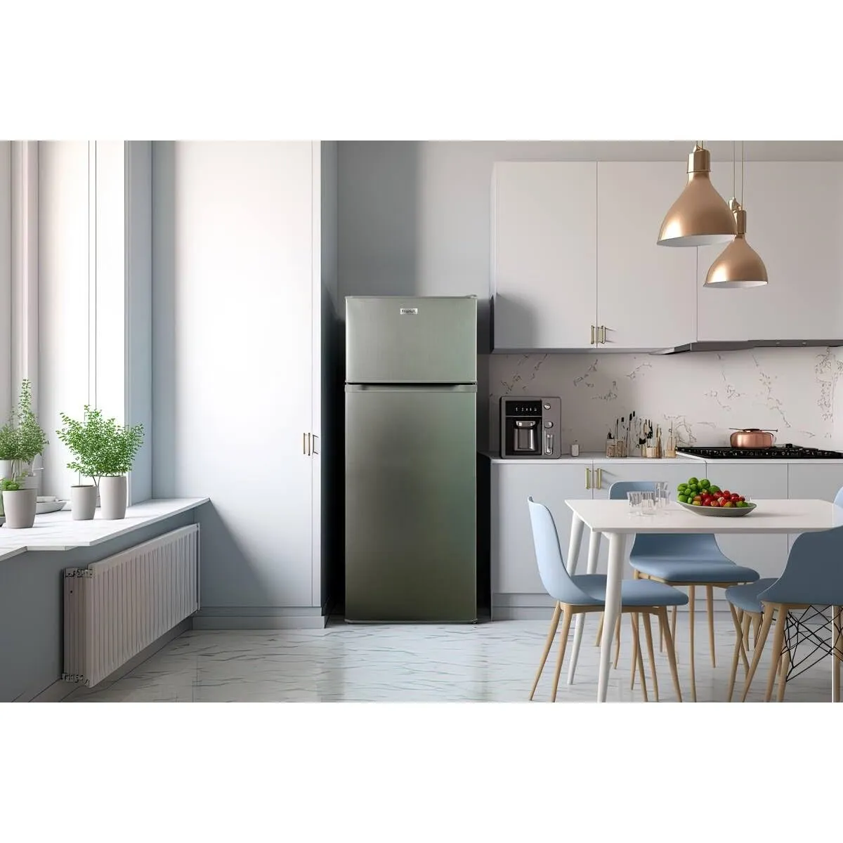 FRIGELUX RDP210XD réfrigérateur double porte 206 L look inox
