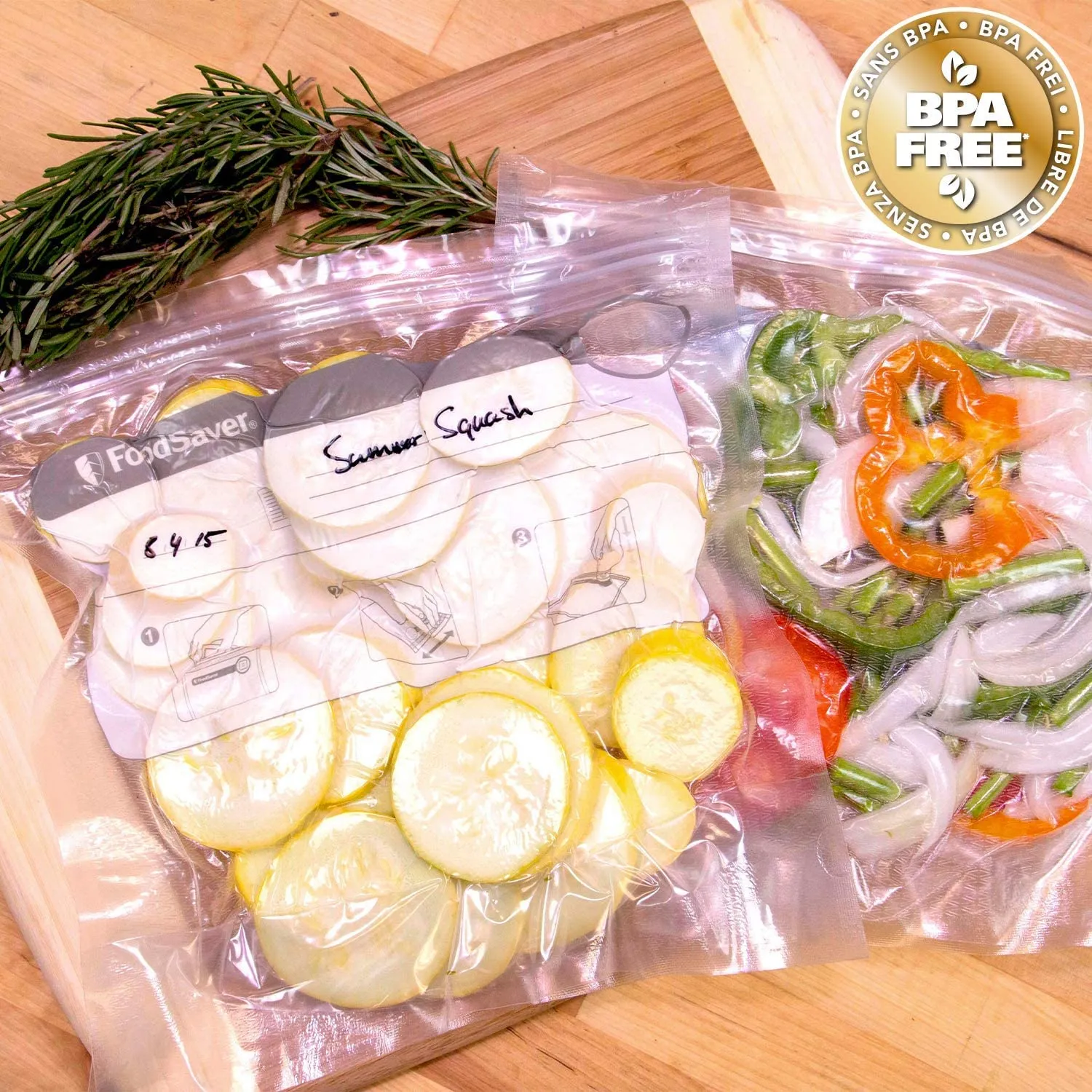 FoodSaver sacs sous vide à glissière 3,8 l, lot de 20, réutilisables