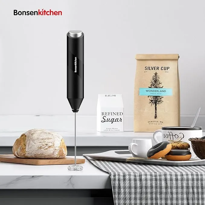 Bonsenkitchen mousseur à lait électrique à main inox