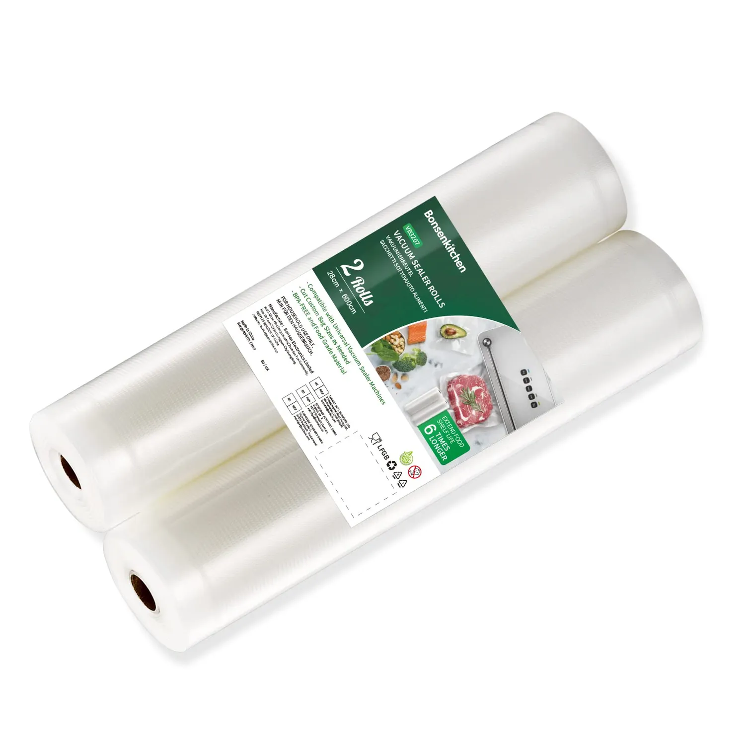 Bonsenkitchen VB3206 rouleaux sous vide 20 cm x 6 m lot de 2