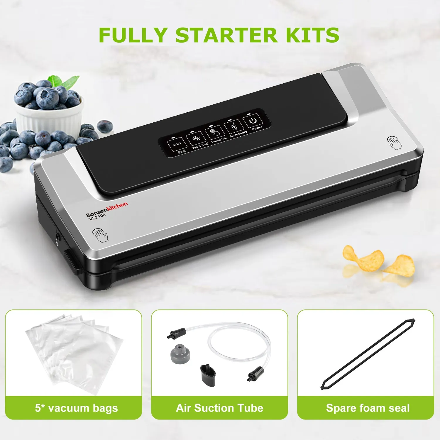 Bonsenkitchen VS2100 machine sous vide aliments sec humide