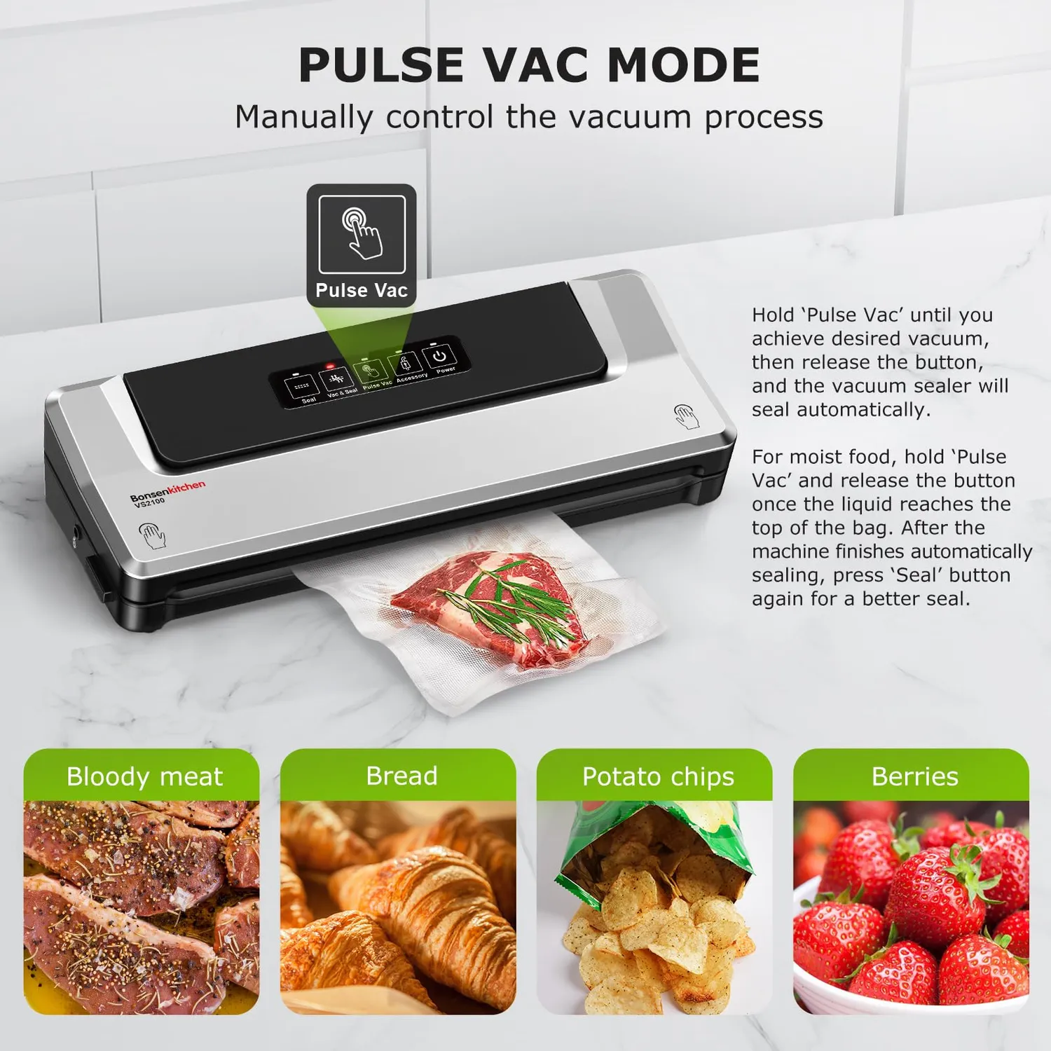 Bonsenkitchen VS machine sous vide 40 sacs, modes réglables