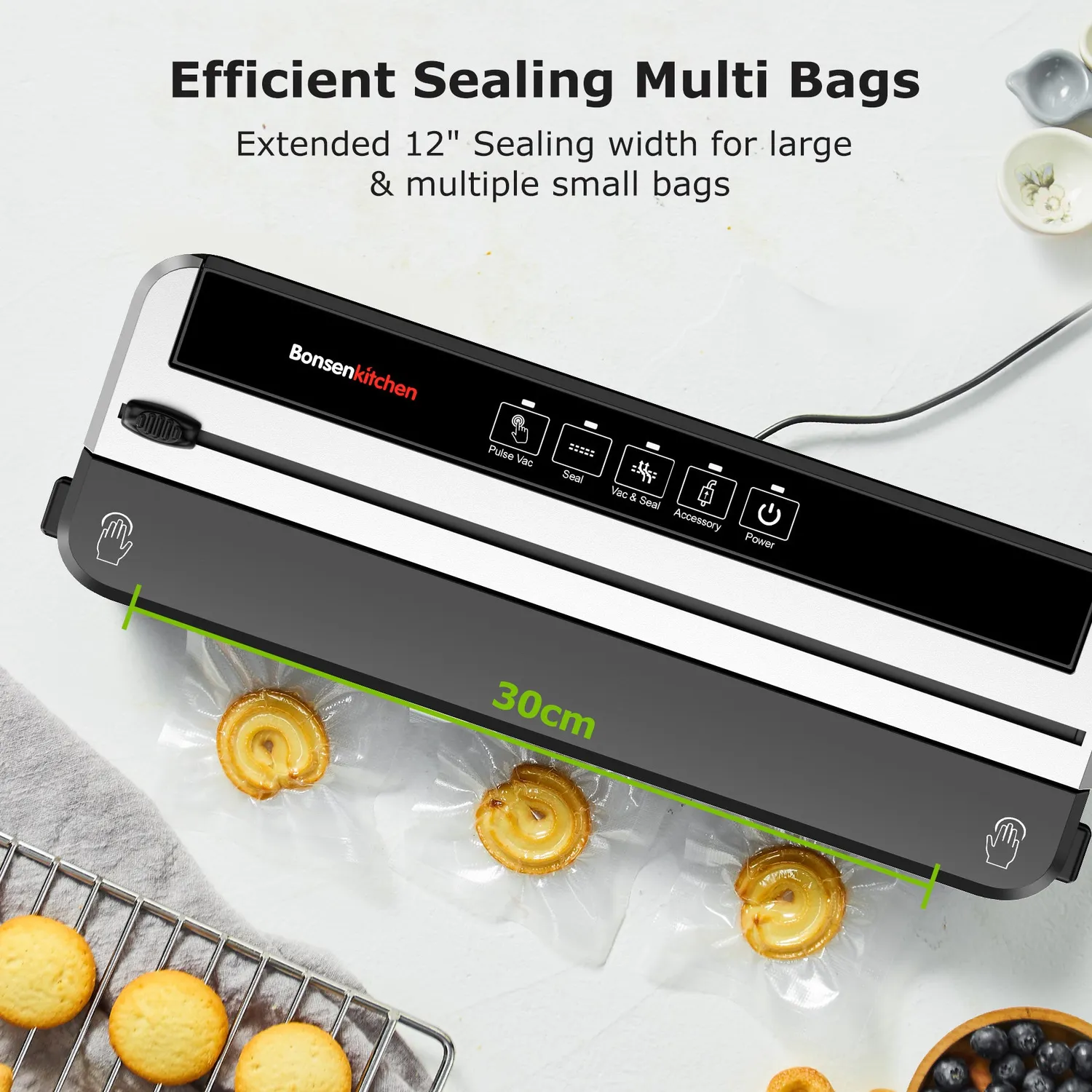 Bonsenkitchen VS2500 machine sous vide avec cutter et 5 sacs