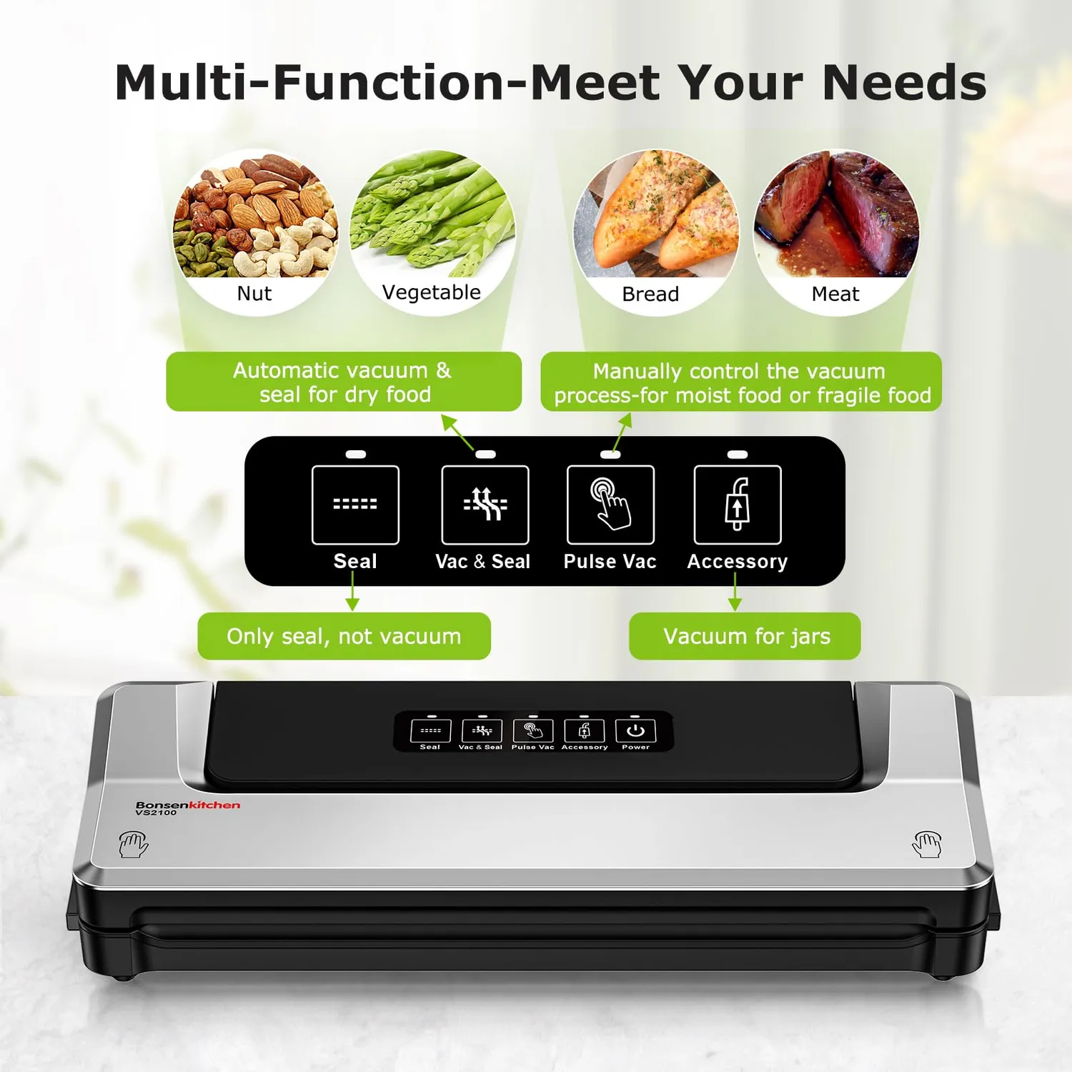 Bonsenkitchen VS machine sous vide 40 sacs, modes réglables