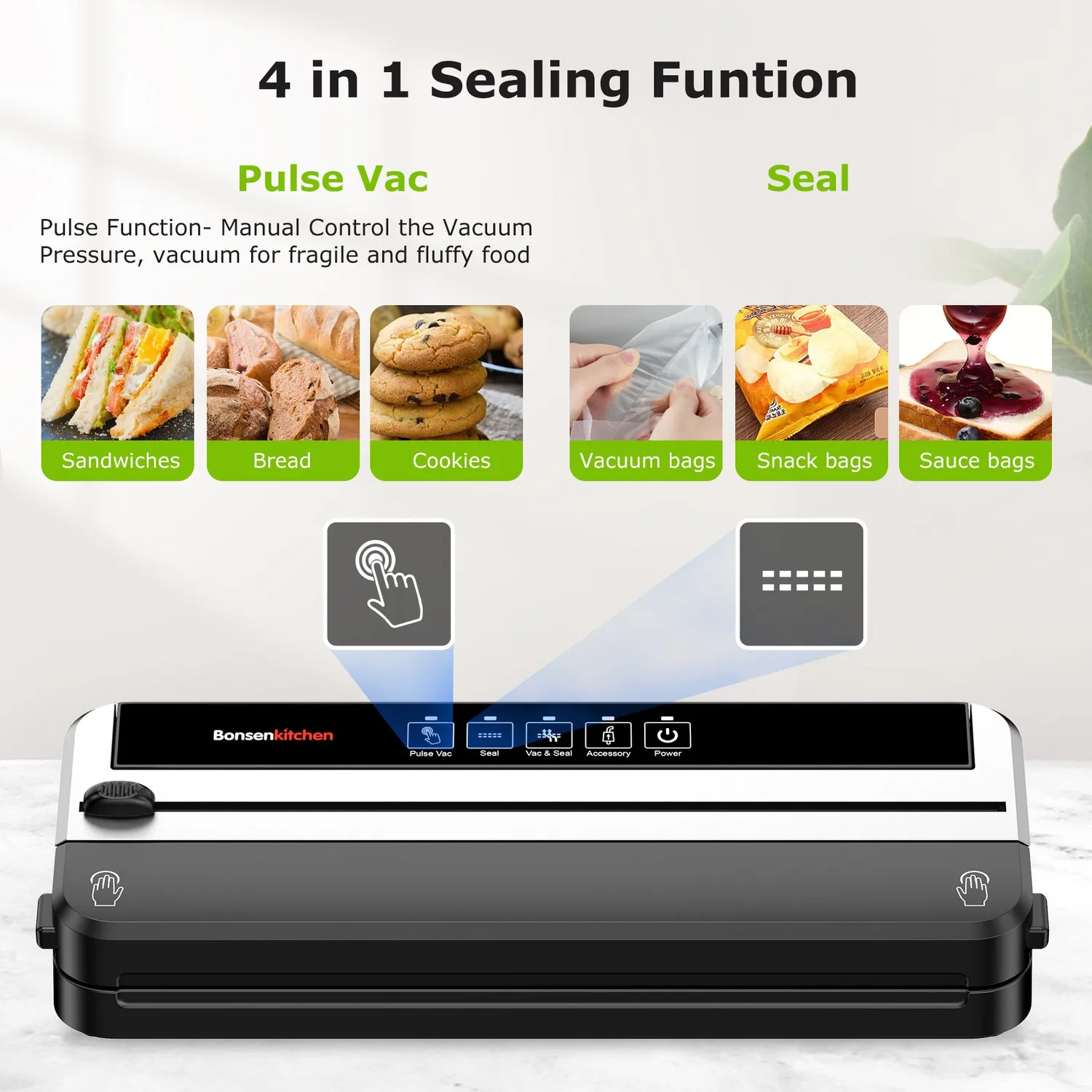 Bonsenkitchen VS2500 machine sous vide avec cutter et 5 sacs