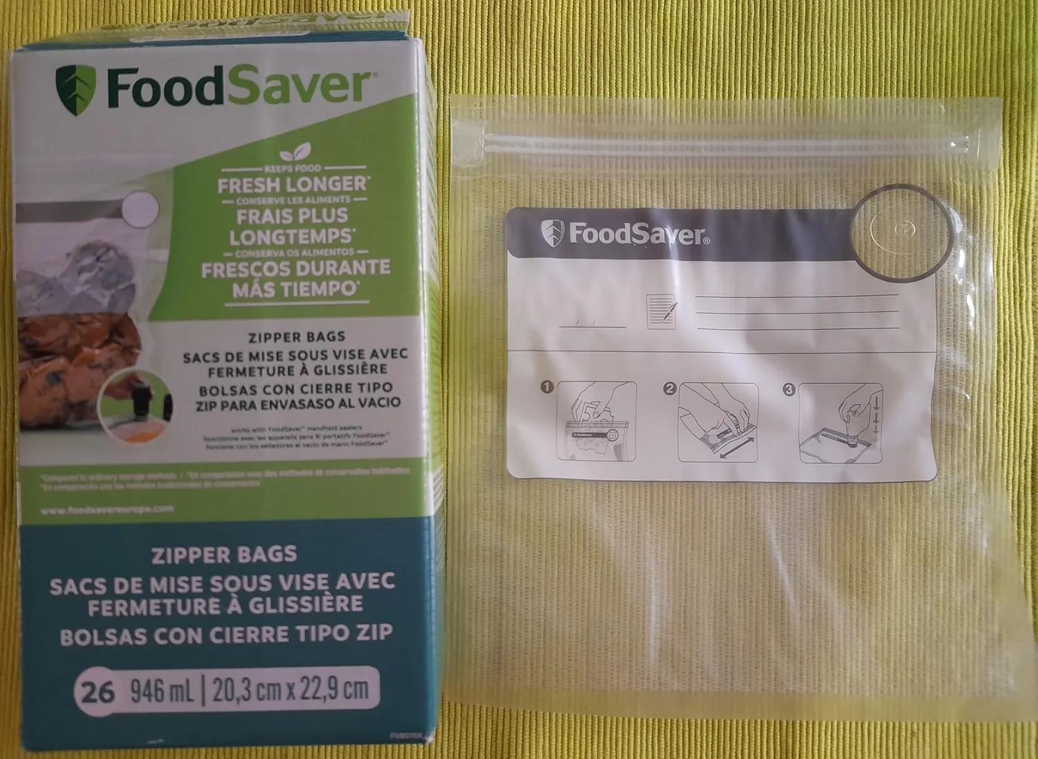 FoodSaver sacs sous vide à glissière 3,8 l, lot de 20, réutilisables