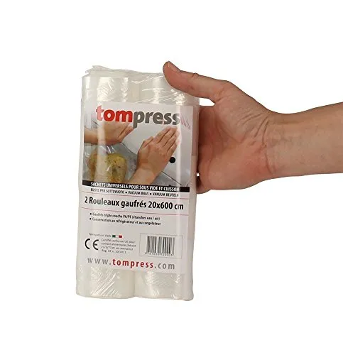 Tom Press rouleaux sous vide 20 x 600 cm, lot de 2, cuisson bain-marie