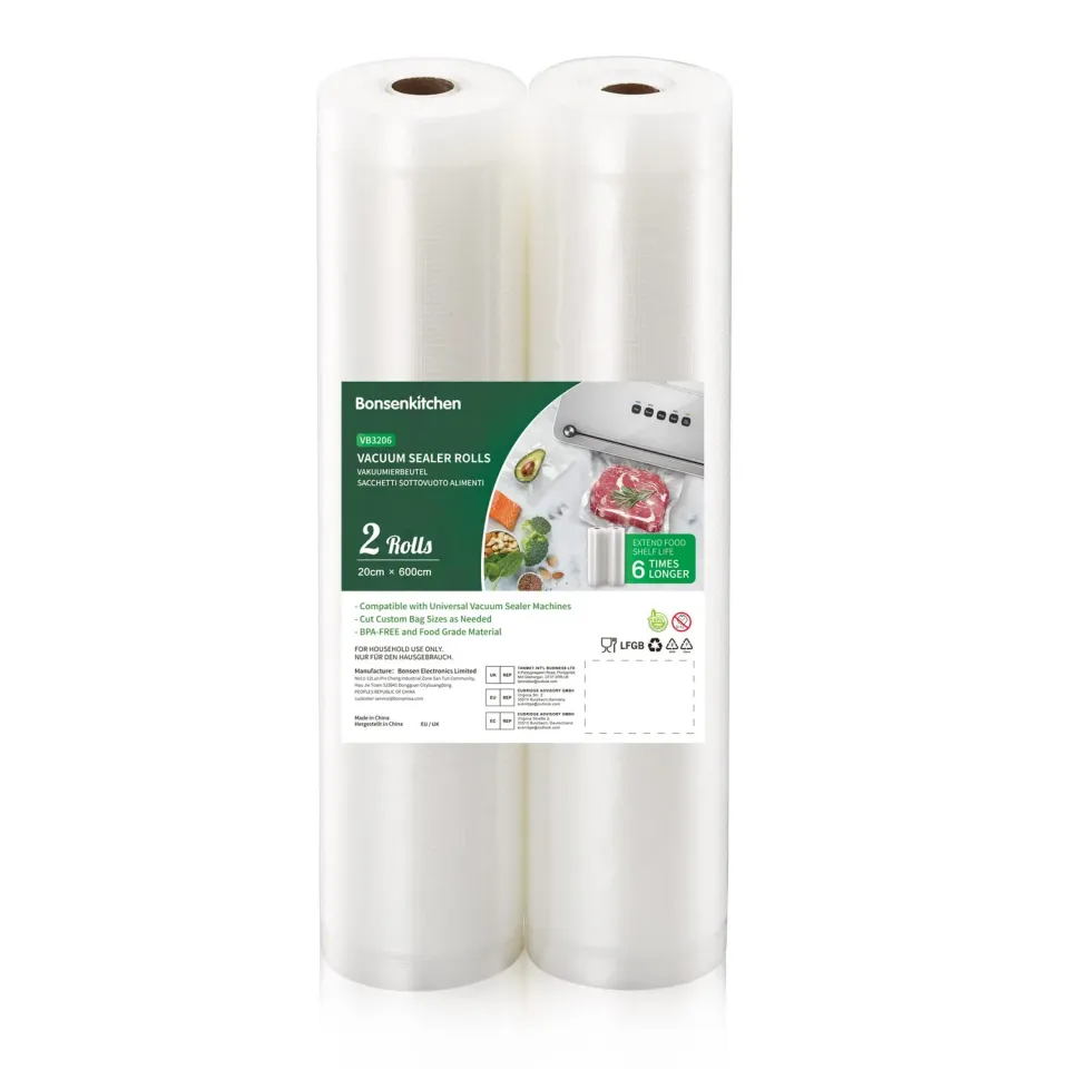 Bonsenkitchen VB3206 rouleaux sous vide 20 cm x 6 m lot de 2
