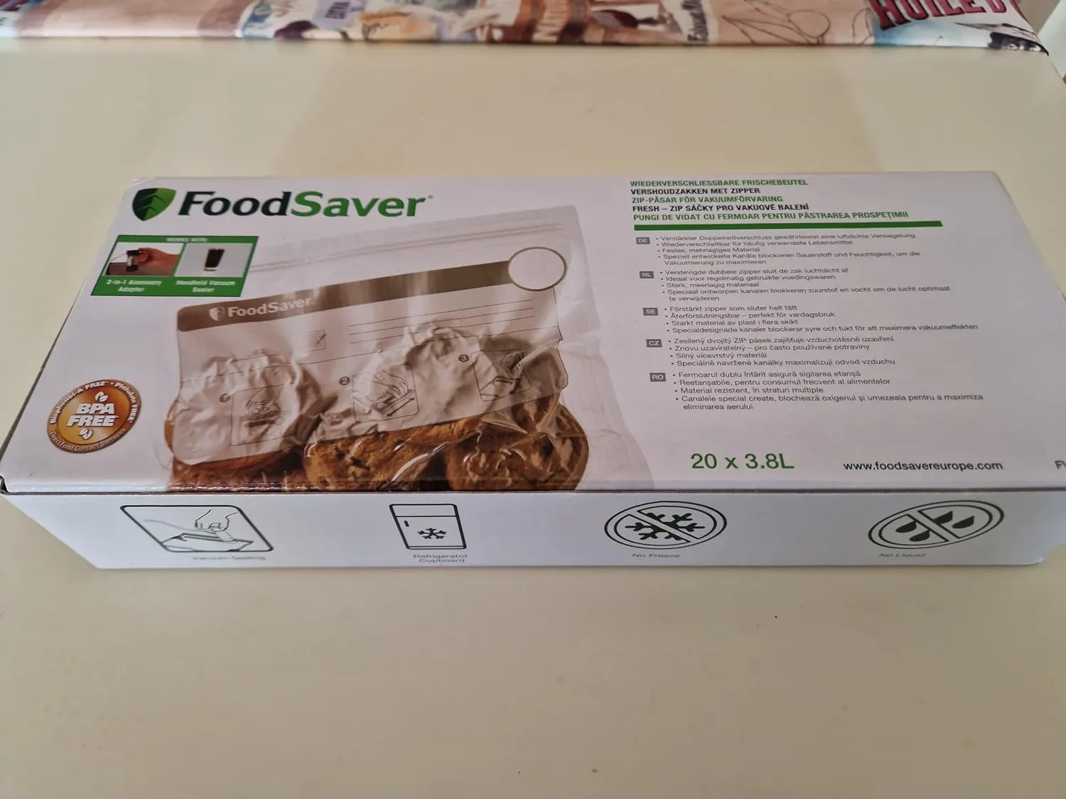 FoodSaver sacs sous vide à glissière 3,8 l, lot de 20, réutilisables