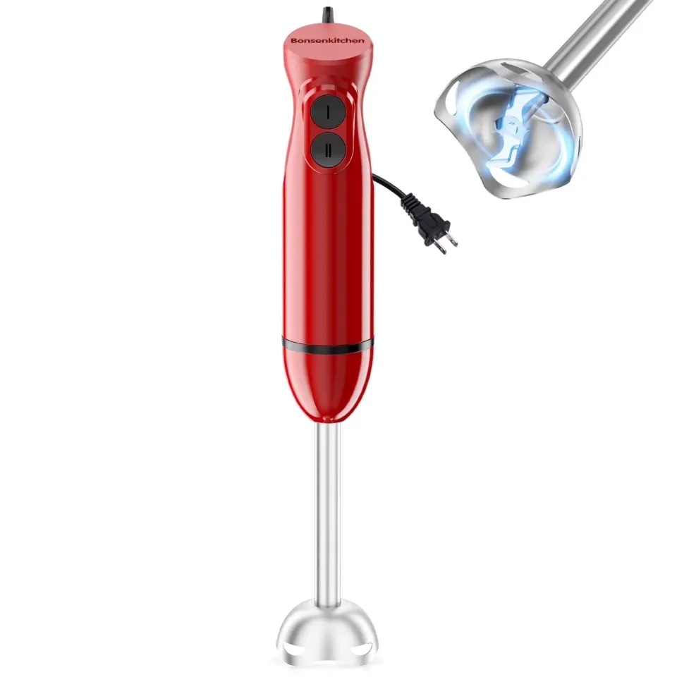 Bonsenkitchen mixeur plongeant rouge 12 vitesses