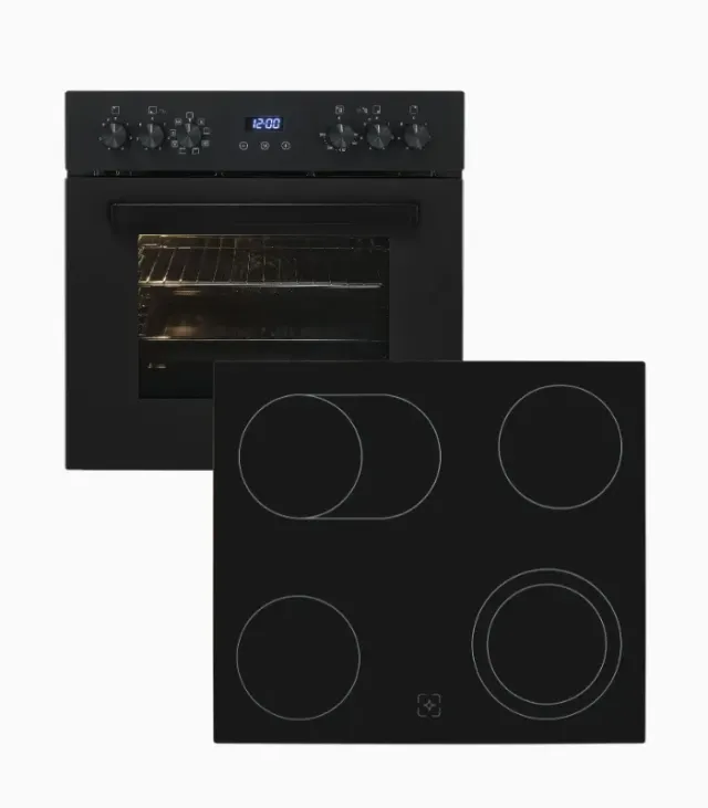 Exquisit EHE367-HBZ-120 kit four encastrable noir mat set