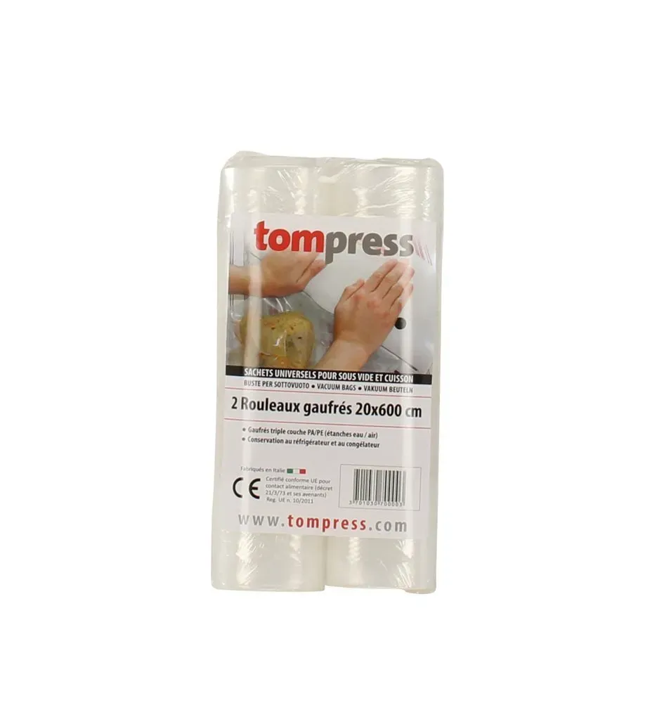 Tom Press rouleaux sous vide 20 x 600 cm, lot de 2, cuisson bain-marie