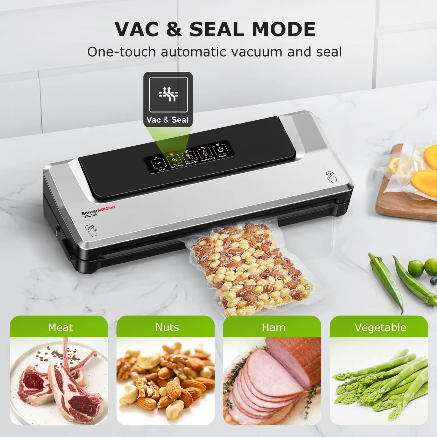 Bonsenkitchen VS machine sous vide 40 sacs, modes réglables