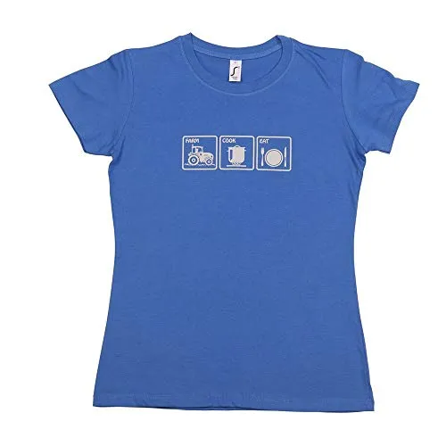 Tom Press Farm Cook Eat T-shirt femme S bleu cintré coton