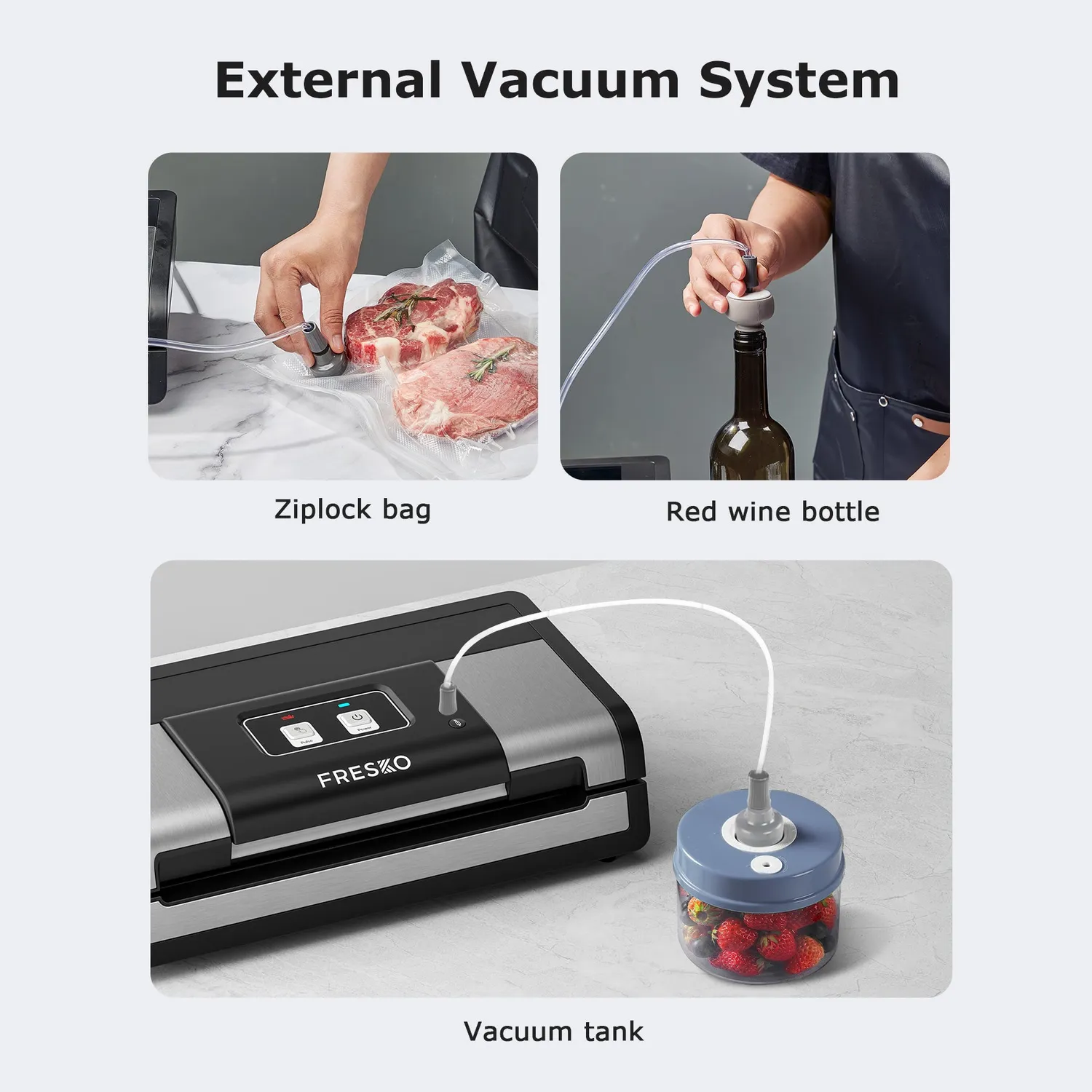 Bonsenkitchen scelleuse sous vide automatique avec cutter et 2 rouleaux