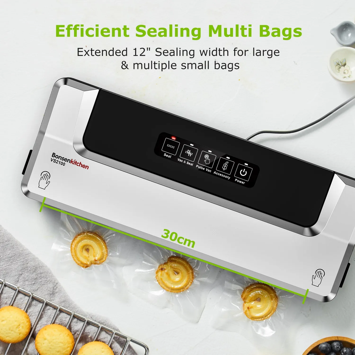 Bonsenkitchen VS2100 machine sous vide aliments sec humide