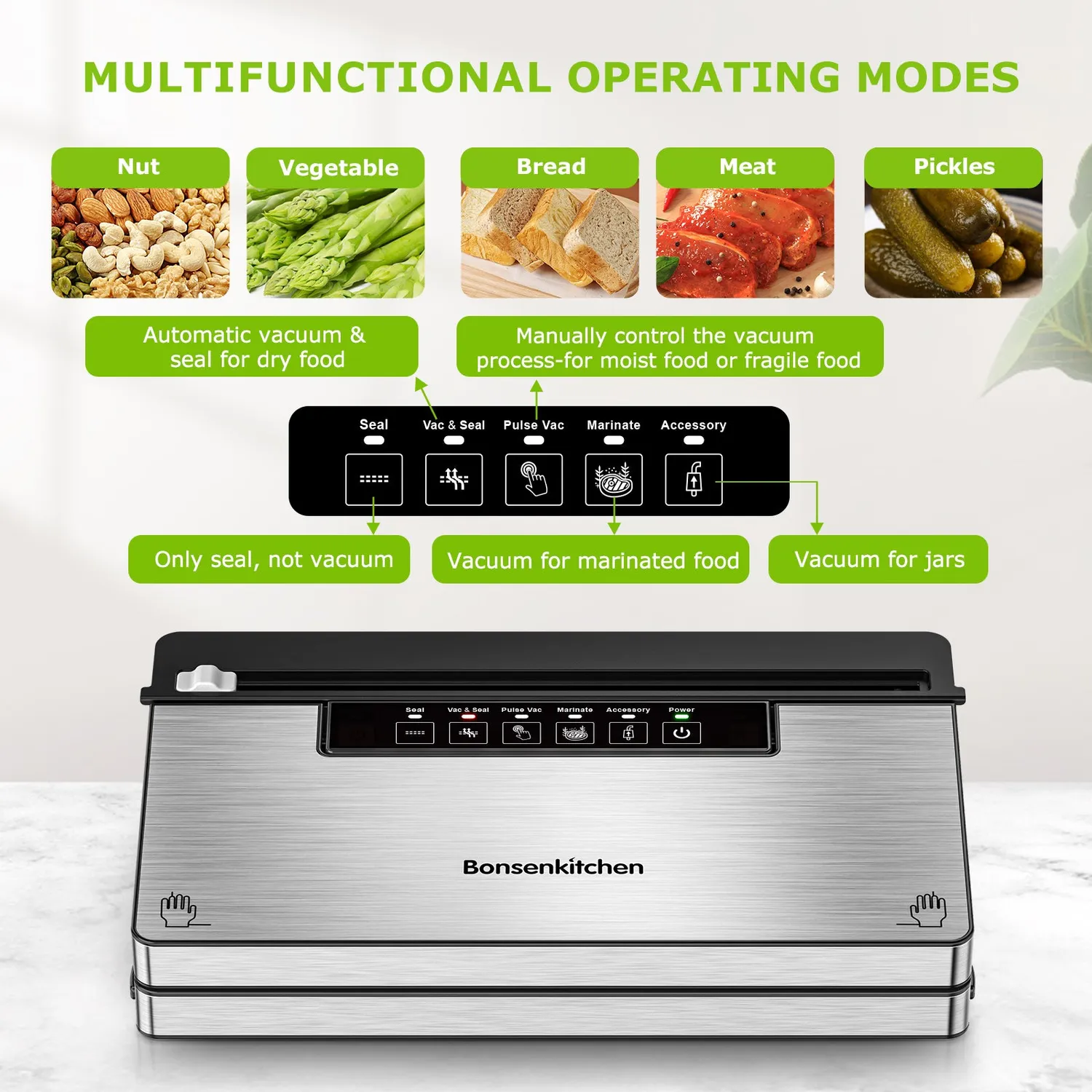 Bonsenkitchen VS3201 machine sous vide inox 5 modes