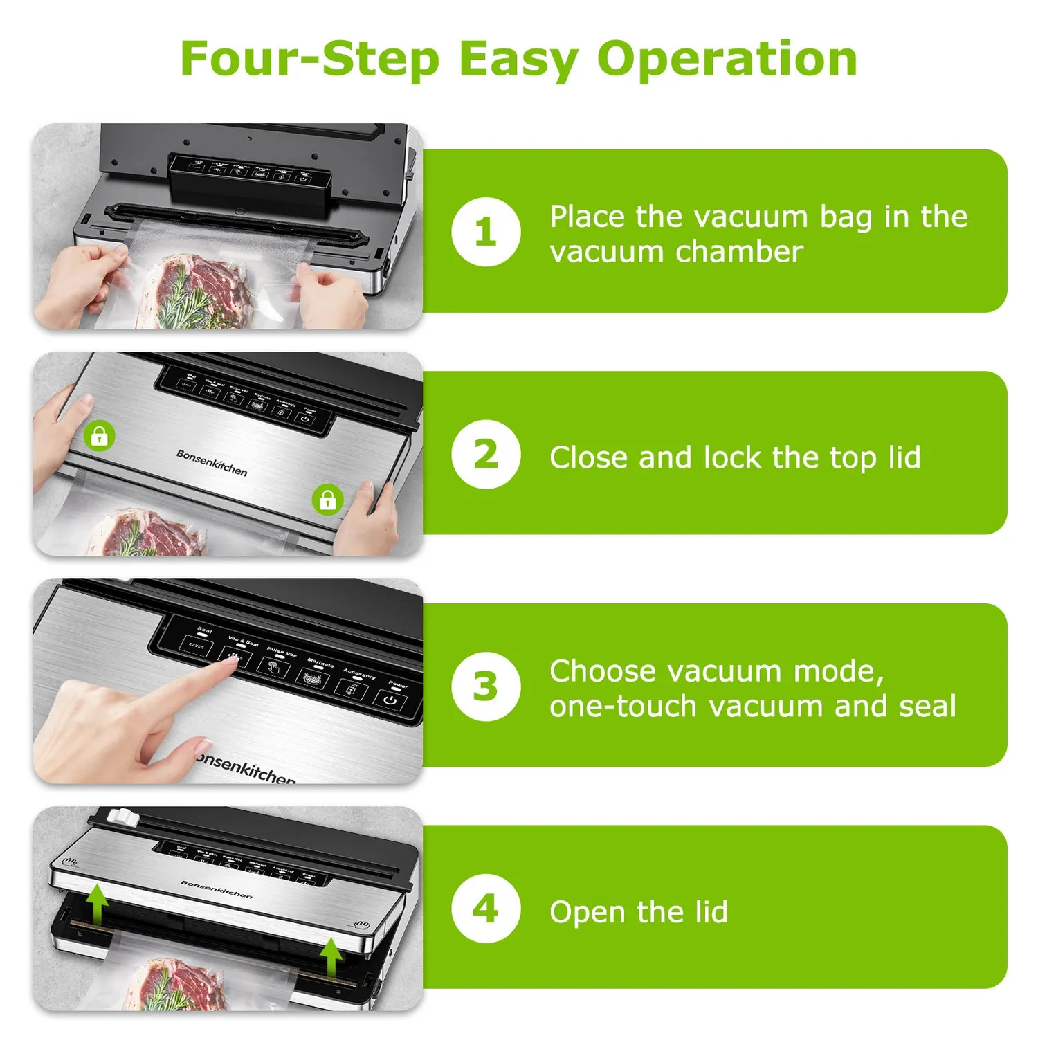 Bonsenkitchen VS3201 machine sous vide inox 5 modes