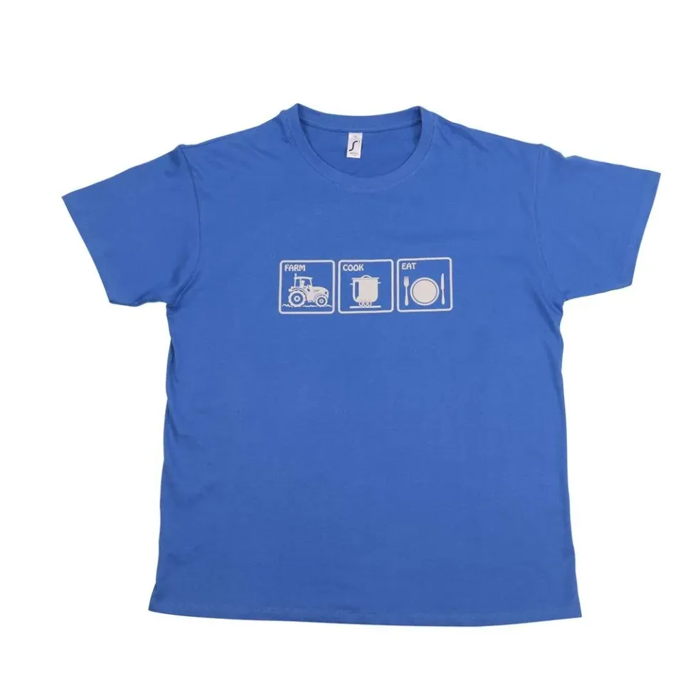 Tom Press Farm Cook Eat T-shirt L bleu coton 190 g/m²
